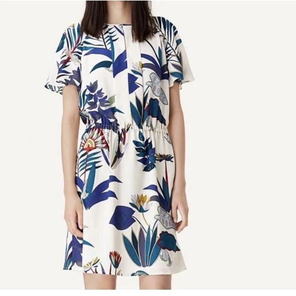 Tory Burch Anatolie Utopia floral dress Pleated Front Size 8 Silk - Picture 1 of 8